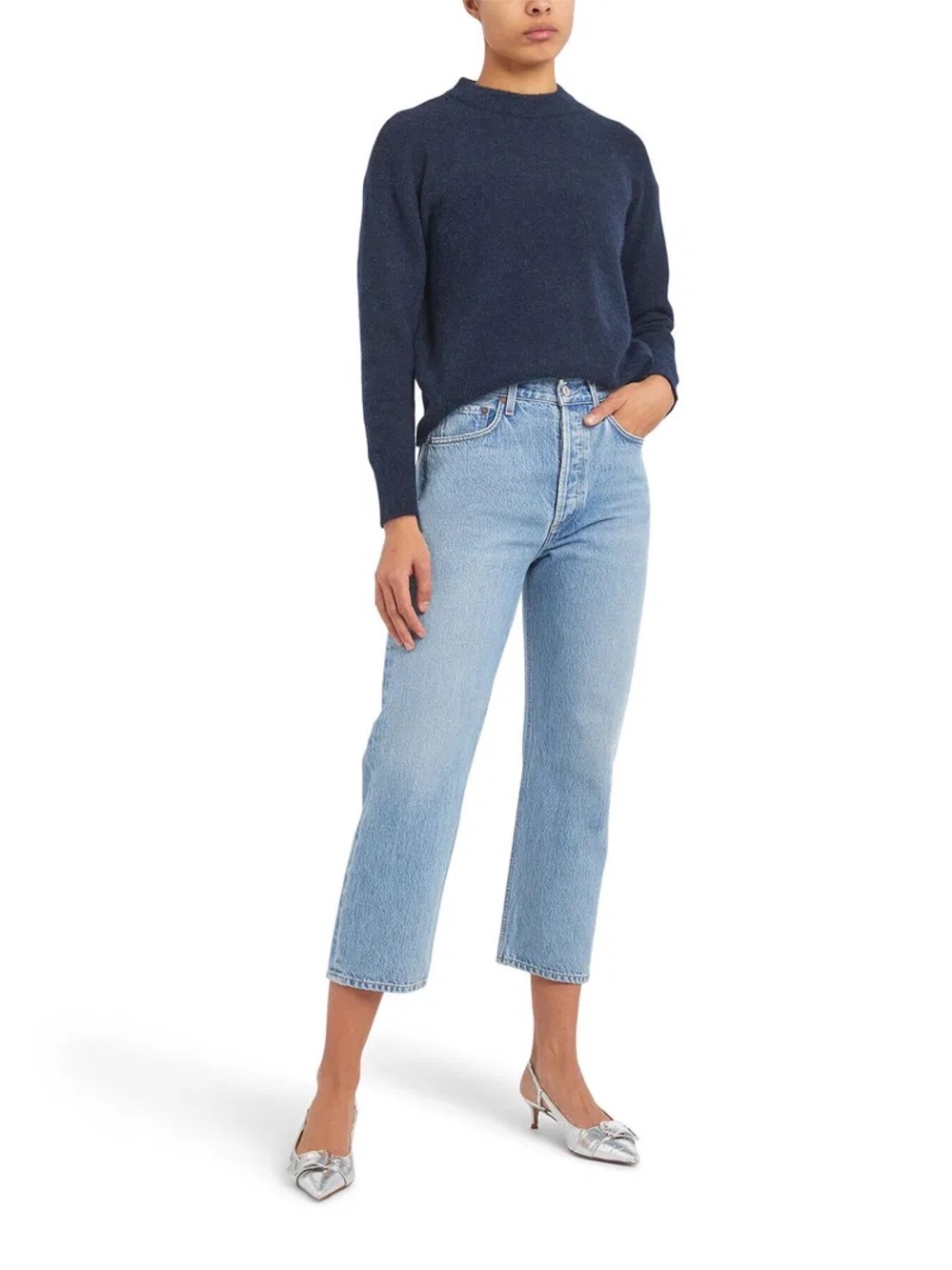AGOLDE 90s Crop Mid Rise Loose Straight Jean Passenger Light Blue Size 27